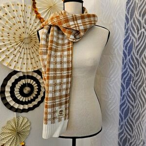 Timberland | Buffalo Plaid Mustard Knit Scarf | One Size